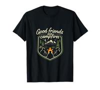 Good Friends and Campfires Camping Mountain Badge T-Shirt