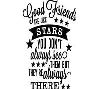 Good Friends are Like Stars You Don't Always See Them But They're Always There Quote Wine Bottle Vinyl Decal Sticker for Car/Window/Wall (Gold)