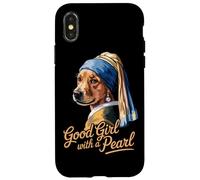 Good Girl with a Pearl Humorous Dog Parody Portrait Case for iPhone X/XS