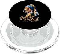 Good Girl with a Pearl Humorous Dog Parody Portrait PopSockets PopGrip for MagSafe