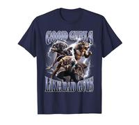 Good Girls Like Bad Guys Funny Alpha Wolf Werewolf T-Shirt, Men, Navy Blue, Medium