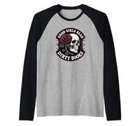 Good Girls Read Dirty Books Smut Reader Dark Romance Skull Raglan Baseball Tee