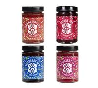 GOOD GOOD Jam Variety Pack - Strawberry Cherry Blueberry Raspberry - 4 x 12oz / 330g - No Added Sugar - Low Calorie, Vegan & Gluten Free - Keto & Diabetic Friendly - Mixed Fruits (Pack of 4)