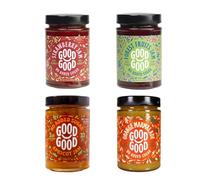 GOOD GOOD Jam Variety Pack - Strawberry Forest Fruit Apricot Orange Marmalade - 4 x 12oz / 330g - No Added Sugar - Low Calorie, Vegan & Gluten Free - Keto & Diabetic Friendly (Pack of 4)