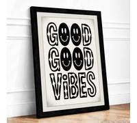 Good Good Vibes Typography Framed Wall Art Print A1 (84.1×59.4cm) Black, Wall Decor for Living Room, Bedroom, Office & Home, Ready to Hang, Art Gift