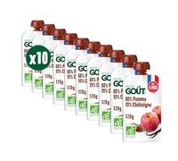 GOOD GOÛT - Chestnut Apple Bottles - Baby Purée - From 4 Months - 80% Apple, 19% Chestnut - No Added Sugars* - Made in France - 10x120g