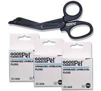 Good|Harbor Pet® Un-Waxed Umbilical Whelping Floss & Animal Cord Cutting Kit | for Dog, Cat, and Animal Births | Pack of 4