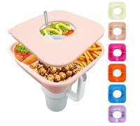 Good Haus Snack Bowl for Stanley Cup 40 oz Tumbler Snack Tray Reusable Snacks Holder with Lid, Silicone Snack Trays for Stanley Cup Accessories (Light Pink)