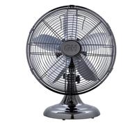 Good Housekeeping All-Metal 12" Retro Table Fan, Midnight Chrome