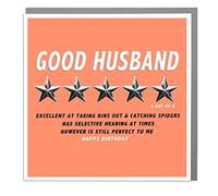 Good Husband Five Star - Birthday Card with Grey Envelope by Lola Design
