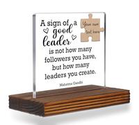 Good Leader Quote Acrylic Desk Sign, Inspirational Gift for Boss Coach Mentor Principal, Mahatma Gandhi Puzzle Plaque for Leadership Appreciation, Office Decor for Promotion Retirement EC377