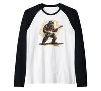 Good looking Bigfoot with Electric Guitar Costume Raglan Baseball Tee