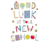 Good Luck at Your New School Greeting Card, Gold Foil Design, School Pencil Theme