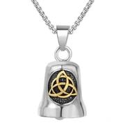 Good Luck Bell Motorcycle Biker Hanger Celtic Knot Amulet Guardian Angels Wing Silver Gold Lucky Charm Protect Attach to Motorbike or use as a Necklace v19