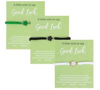 Good Luck Bracelet, 3Pcs Make a Wish Wristbands, Fashion Personality Lucky Charm Shamrock, Make a Wish Thoughtful Gift for Good Luck at Wedding School University Exams New Job (3 Colors)