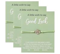 Good Luck Bracelet, 3Pcs Make a Wish Wristbands, Fashion Personality Lucky Charm Shamrock, Make a Wish Thoughtful Gift for Good Luck at Wedding School University Exams New Job (1 Color)