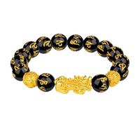 Good Luck Bracelet - Black Obsidian Wealth Bracelet, Adjustable Jewelry Finding Accessory, Natural Stone Beads, Flexible Fit | Wrist Charm For Celebrations School Home Outdoor