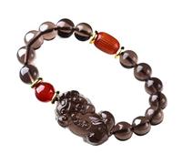 Good luck bracelet, Feng Shui Black Obsidian Bracelet Ice Seed Pixiu Pi Yao Agate Heart Sutra Couple Attract Wealth for Good Fortune Courageous Lucky(Red,10MM)