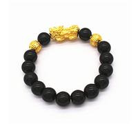 Good luck bracelet, Feng Shui Black Obsidian Bracelet,Natural Garnet Gemstone Energy Adjustable Piyao Buddha Beads Ward Off Evil Spirits for Women Men