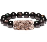 Good luck bracelet, Feng Shui Black Obsidian Bracelet,Natural Golden Spiritual Chakra Amulet Lucky Adjustable Ward Off Evil Men Women,Style D,12mm(Style C-14mm)