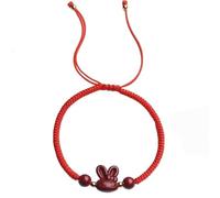 Good luck bracelet, Feng Shui Bracelet Red Purple Sand Cinnabar Rabbit Strong Talisman for 2023 Year of Bunny Wealth Chinese Cord Chakra Amulet for Luck Prosperity Against Evil,Re