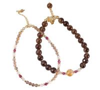 Good luck bracelet, Feng Shui Wealth Bracelet Multi-Gem Citrine Tourmaline Diamond-Cut Crystal Beads Chakra Gemstones Meditation Vacation Jewelry Prosperity Luck Money(Set of 2)