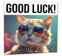 Good Luck Card - Cool Kitty - Colleague Co Worker New Job Card 145 x 145mm