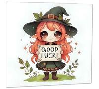 Good Luck Card - Cute Anime New Job Card, Co worker leaving card 145x145mm