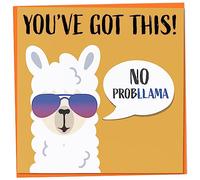 Good Luck Card In Your Exams or New Job Interview, No Probllama You've Got This, Good Luck Card for Friend, Leaving Card for Colleague, Job Promotion Card