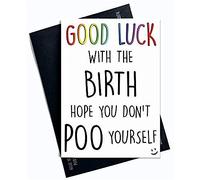 Good Luck Card Rude Good Luck with Birth Hope You Don't Poo Yourself Inappropriate Cards New Baby Baby Shower Swearing Card New Baby PC456
