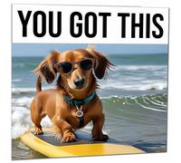 Good Luck Card - Surfing Dachshund - New Job Co Worker Colleague Leaving Card