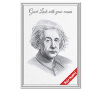 Good Luck Cards for Exams - Special Wishes for Exam Success - Funny - School College University - Blank Inside to Write own Message - Students Pupils - Albert Einstein Role Model