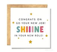 Good Luck Cards, Good Luck in Your New Job Card with Envelope for Colleague | Cheerful star artwork and colourful lettering create a bright keepsake for teammates marking a career change or fresh role