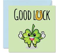 Good Luck Cards-Leaf Clover - Good Luck Charm Travelling Leaving New Job Gifts, 145mm Charm Greeting Cards for Student Friends Family