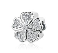 Good Luck Clover Charm Compatible with Pandora Charm Bracelets Lucky Bead Mom Sister Best Friend Family Women Jewellery Birthday Anniversary