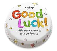 Good Luck Doodles Exam Cake Traditional vanilla sponge cake with buttercream and a rich apple and raspberry jam, serves 10-12 portions. Exam Gift Baked by bakerdays.