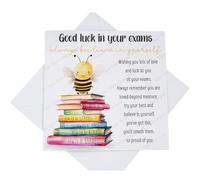 Good Luck Exams Card, Always Believe In Yourself Exam Card with Positivity Wording, Bee Bookstack