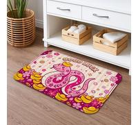 Good Luck Floral Quick Dry Bath Mat, Playful Snake Design Absorbent Non Slip Shower Mat, Festive Decorative Washable Bath Rugs for Bathroom Toilet Restroom 20x32 Inch