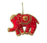 Good Luck Gift Unique Handmade Hanging Ornament Decoration- Red Elephant by Kaanha Treasure