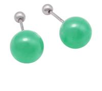 Good Luck Green Jades Earring Stud Green 925 Silver Earrings Studs Drop Earrings for Women Birthday Anniversary Natural Jade Earrings Stud Circle Jade Studs Earrings