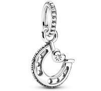 (Good luck horse shoos dangle charm sterling silver fits pandora bracelet ) Dangle sterling silver charm fits pandora bracelet