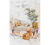 Good Luck In Your New Home Card - Luxury Silver Foil New House Greeting Card with Printed Verse - Contemporary Housewarming Congratulations Card