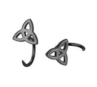 Good Luck Irish Celtic Knot Small Huggie Open Hoop Earrings Black Gun Plated Over 925 Sterling Silver Eternal Knot Cartilage Piercing Earrings for Teen Girls Women Boho Earrings for Sisters FE0195K