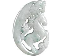 Good luck,jade pendant,Lucky Jade Dragon Horse Spirit Pendant Necklace Elegant Green Jade with Ancient Chinese New Year Symbolism Ideal Prosperous Gifts for Family, Wife and Daughter