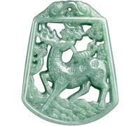 Good luck,jade pendant,Natural Jade Pendant Bean Green Deer with You Sika Deer Jade Pendant National Men and Women Pendant Jade Necklace
