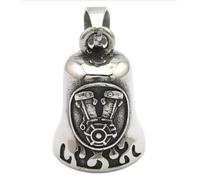 Good Luck Motorcycle Biker Bell Hanger V Twin engine Guardian Angels Wing Lucky Charm Protect Attach to Motorbike or use as a Necklace v4