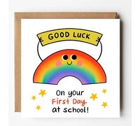 Good Luck On Your First Day At School Card, Back to School, New class card, rainbow Good Luck card, for students