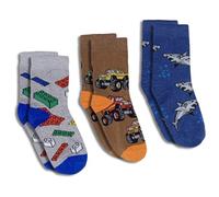 Good Luck Sock Colourful Fun Kids Socks 3 Pack Age 0-10 Years, Building blocks, monster trucks and sharks, 2-4 Jahre