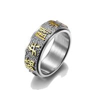 Good Luck Spinner Ring Men Chinese Element Taoist Vintage Titanium Steel Punk Men's Rings Anxiety Jewelry Silver and Gold 12