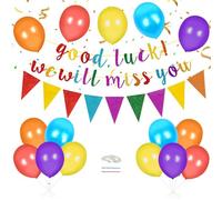 Good Luck We Will Miss you Banner, Glitter Multicolor Good Luck Banner We Will Miss You Banner Decorations with Balloons Sorry Your Leaving Decorations for Retirement Graduation Farewell Party